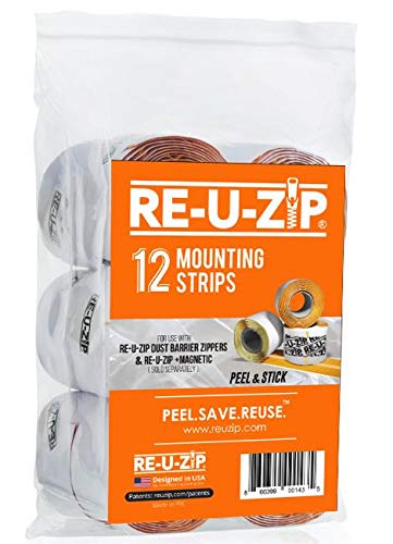 RE-U-ZIP عبوات شريط التثبيت RE-U-ZIP | 12 عبوة | للاستخدام مع سحابات حاجز الغبار القابلة لإعادة الاستخدام وشريط الدخول المغناطيسي (سحاب حاجز الغبار المغناطيسي) - Image 3
